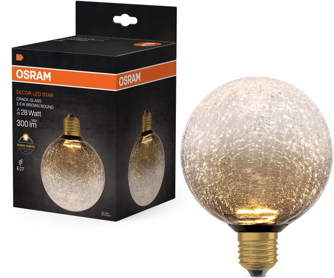 Osram Decor LED Lamp Cracked Glass 3.5W 2700K Ø125cm - Mat Bruin