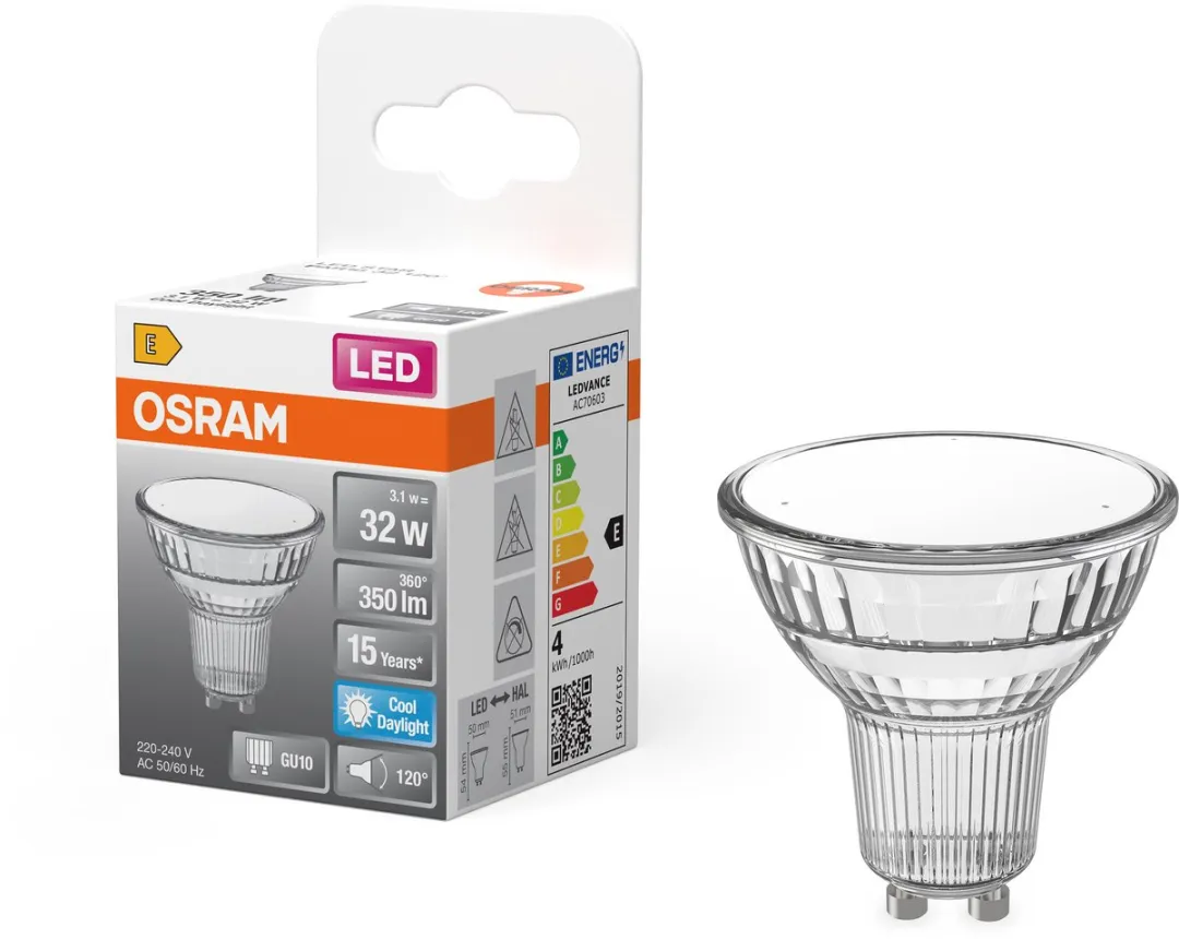 Osram LED Spotlamp Star PAR16 3.1W GU10 - 350lm - Helder glas