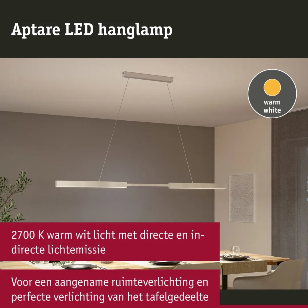 Paulmann LED Hanglamp Touchless Sensor Aptare 2x2280lm - 2700K - Alu geborsteld - afbeelding 6 van 6