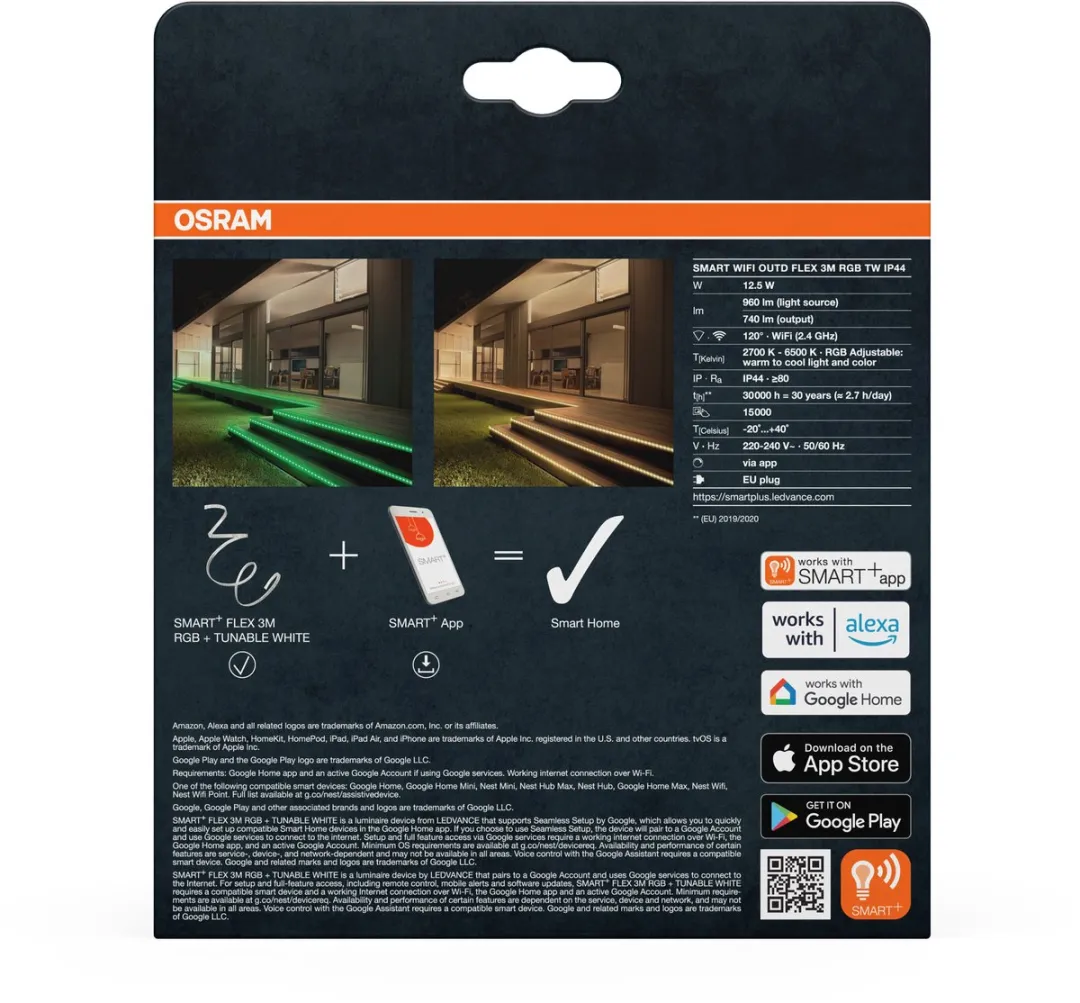 Osram SMART+ WIFI OUTD FLEX 3M LED Strip RGBW - 12W 790lm - IP44