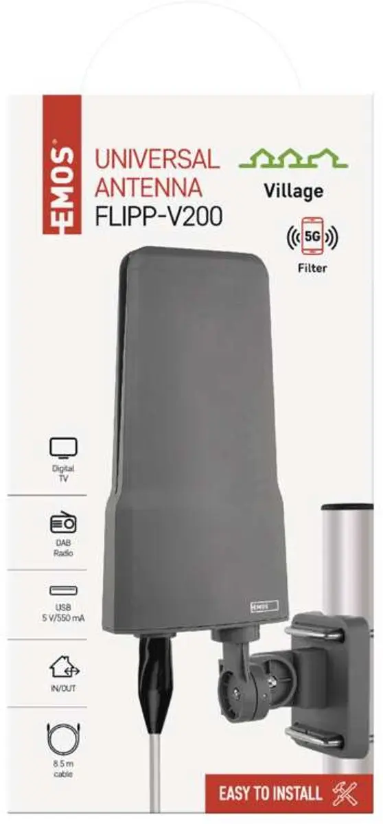 Emos VILLAGE FLIPP-V200 J0804 Universele Antenne - Grijs - afbeelding 2 van 6