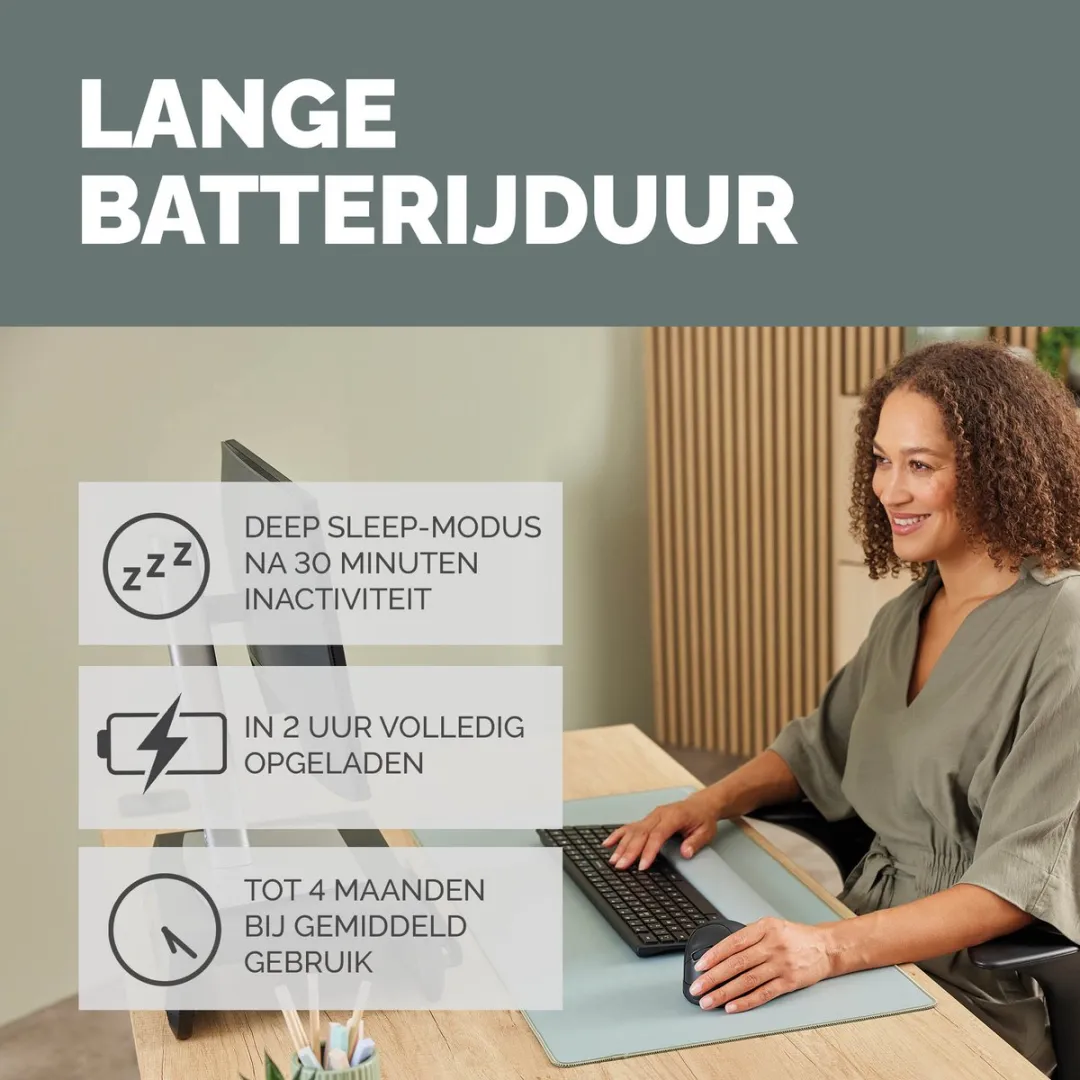 Fellowes Breyta Plus+ Verticale Muis Medium 100143583 - 2400 DPI - Linkshandig - Zwart