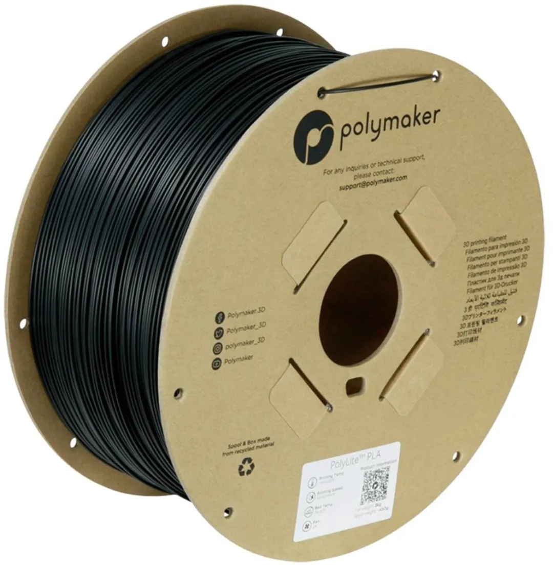 Polymaker PolyLite PLA Filament True Black 1.75mm - 3kg