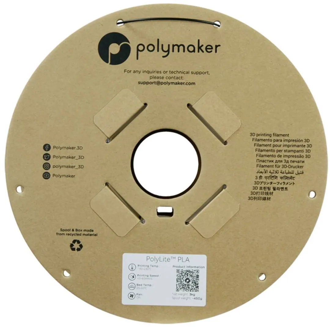 Polymaker PolyLite PLA Filament True Black 1.75mm - 3kg