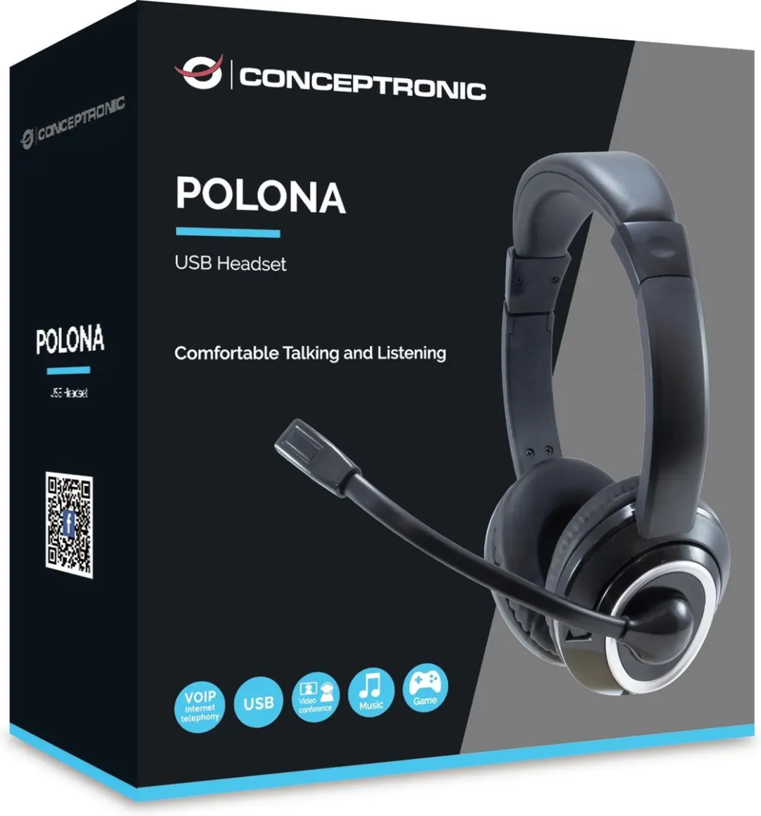 Conceptronic POLONA01B Koptelefoon - Zwart - afbeelding 2 van 5