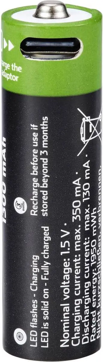 Voltcraft VC-AA1300USB Oplaadbare AA batterij - 1300 mAh - 4 stuk - afbeelding 3 van 4