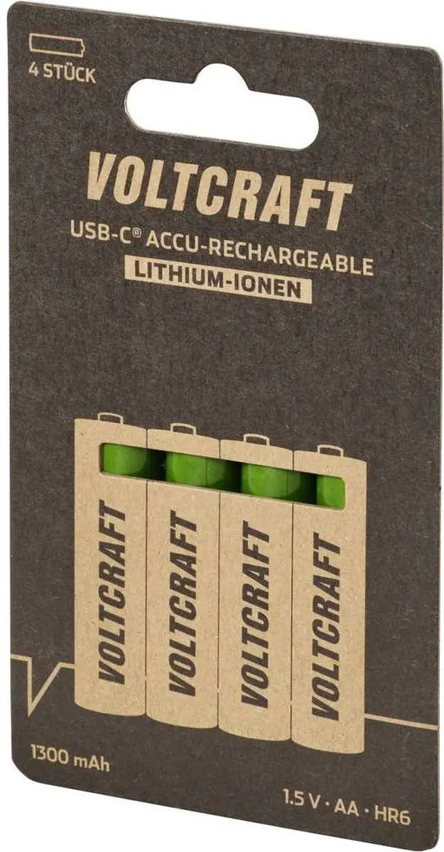 Voltcraft VC-AA1300USB Oplaadbare AA batterij - 1300 mAh - 4 stuk - afbeelding 4 van 4