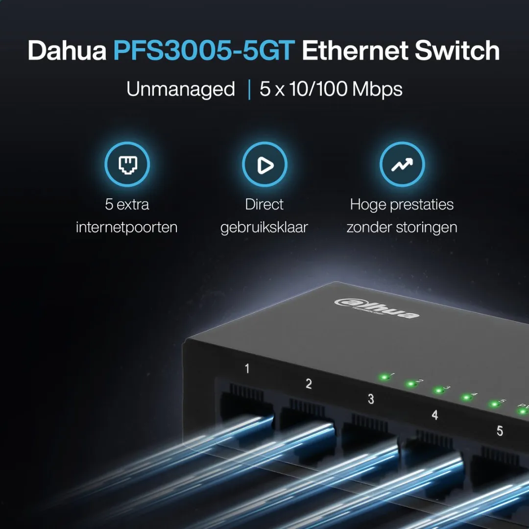Dahua PFS3005-5GT 5-Poorts Unmanaged Switch - Zwart