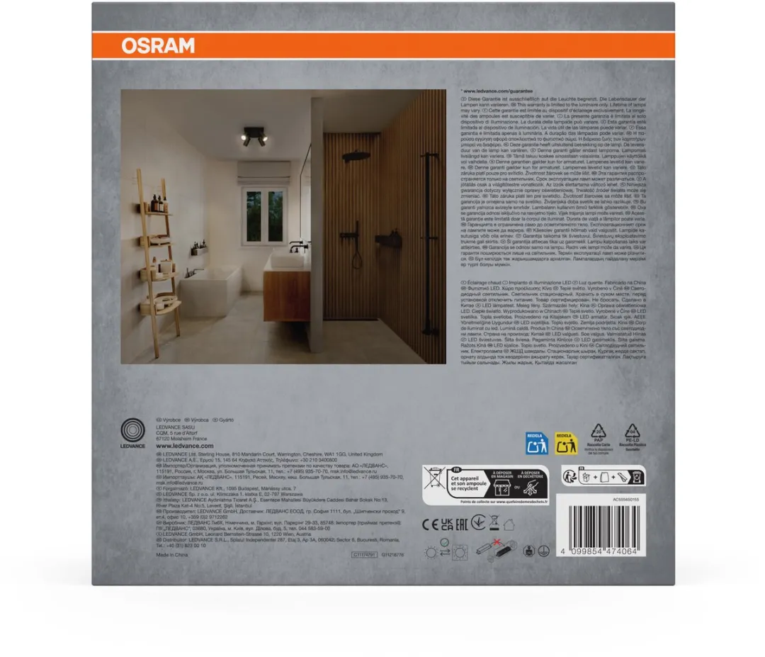 Osram LED Spot Octagon GU10 4x3,4W - 920lm - Zwart - afbeelding 6 van 6