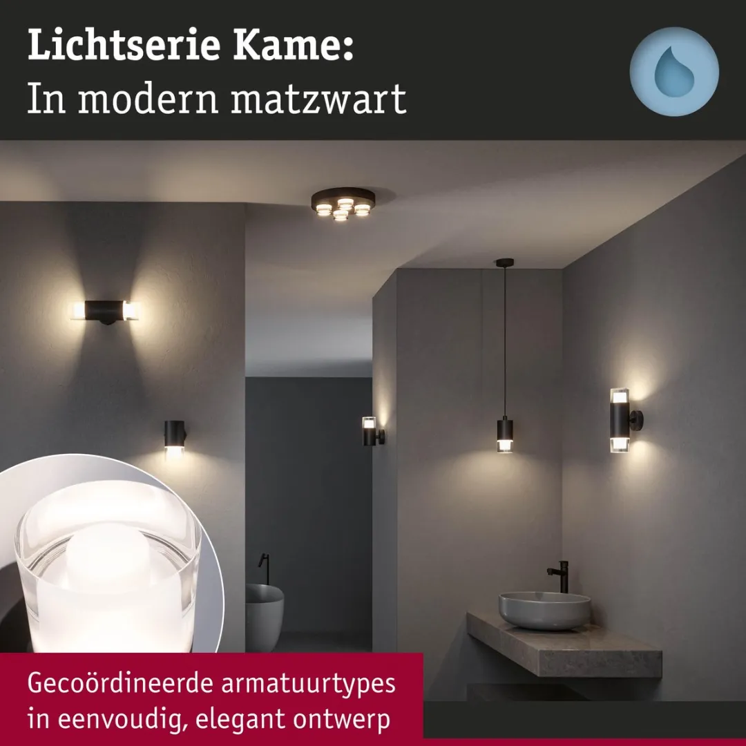 Paulmann Selection Bathroom Wandlamp Kame IP44 - 2x4W Signaal zwart