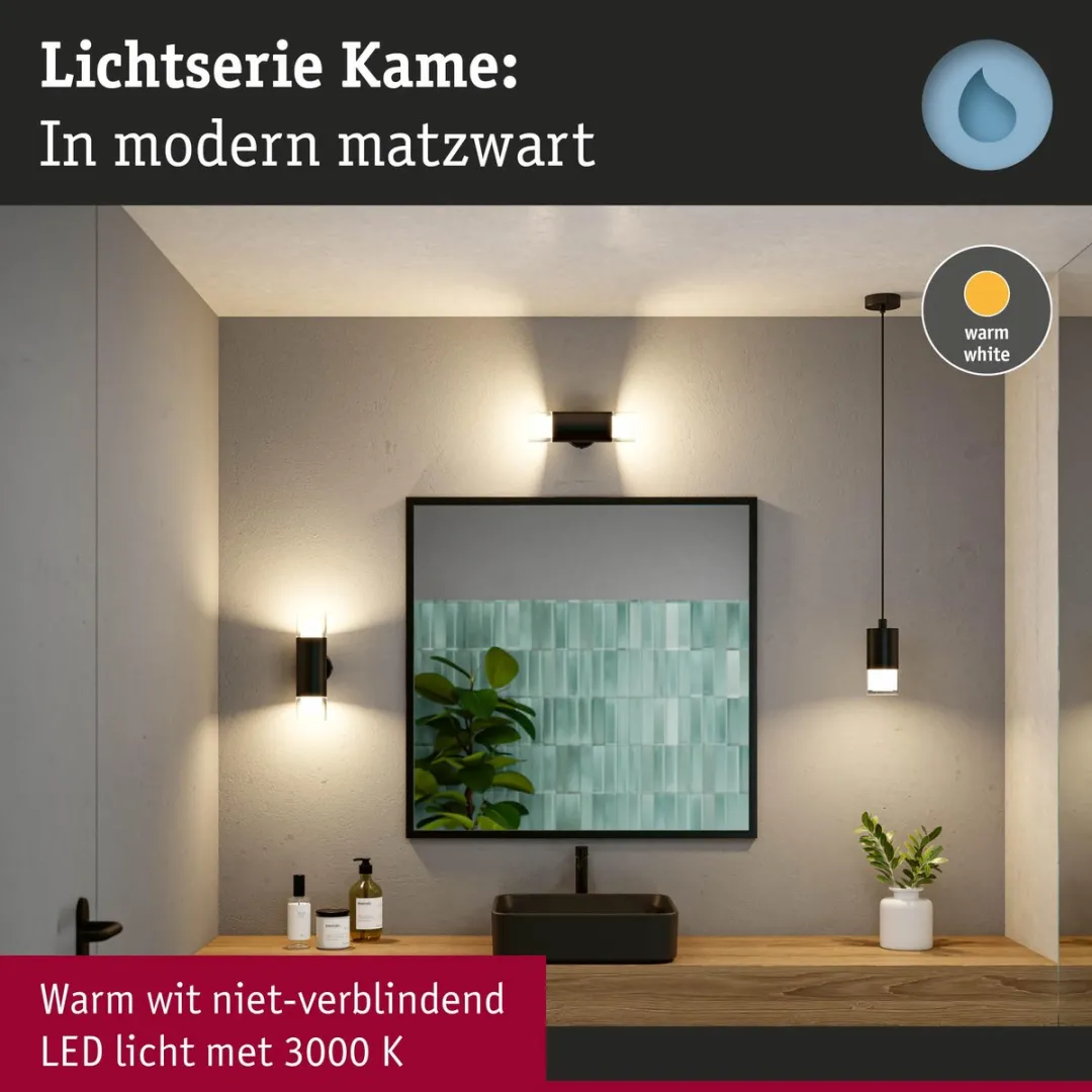Paulmann Selection Bathroom Wandlamp Kame IP44 - 2x4W Signaal zwart