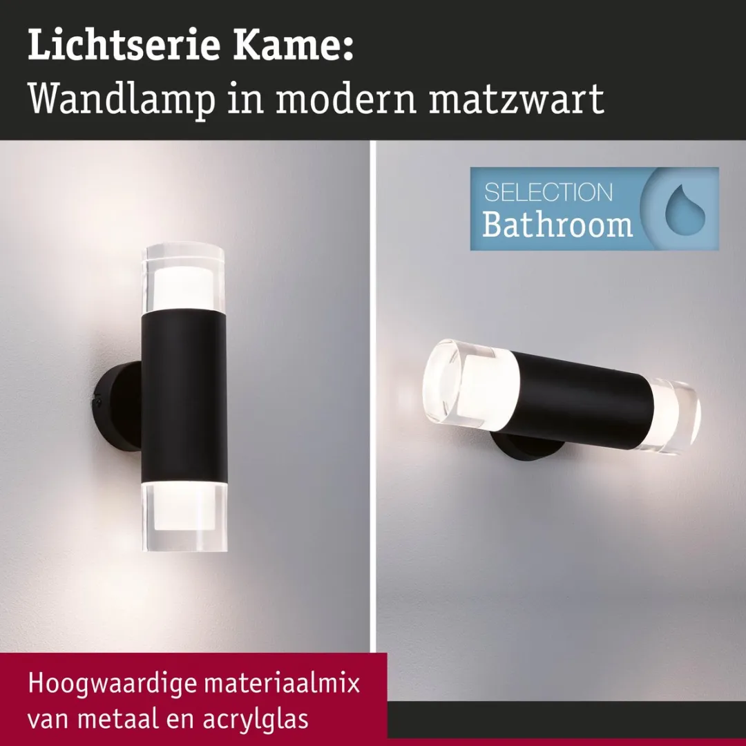 Paulmann Selection Bathroom Wandlamp Kame IP44 - 2x4W Signaal zwart