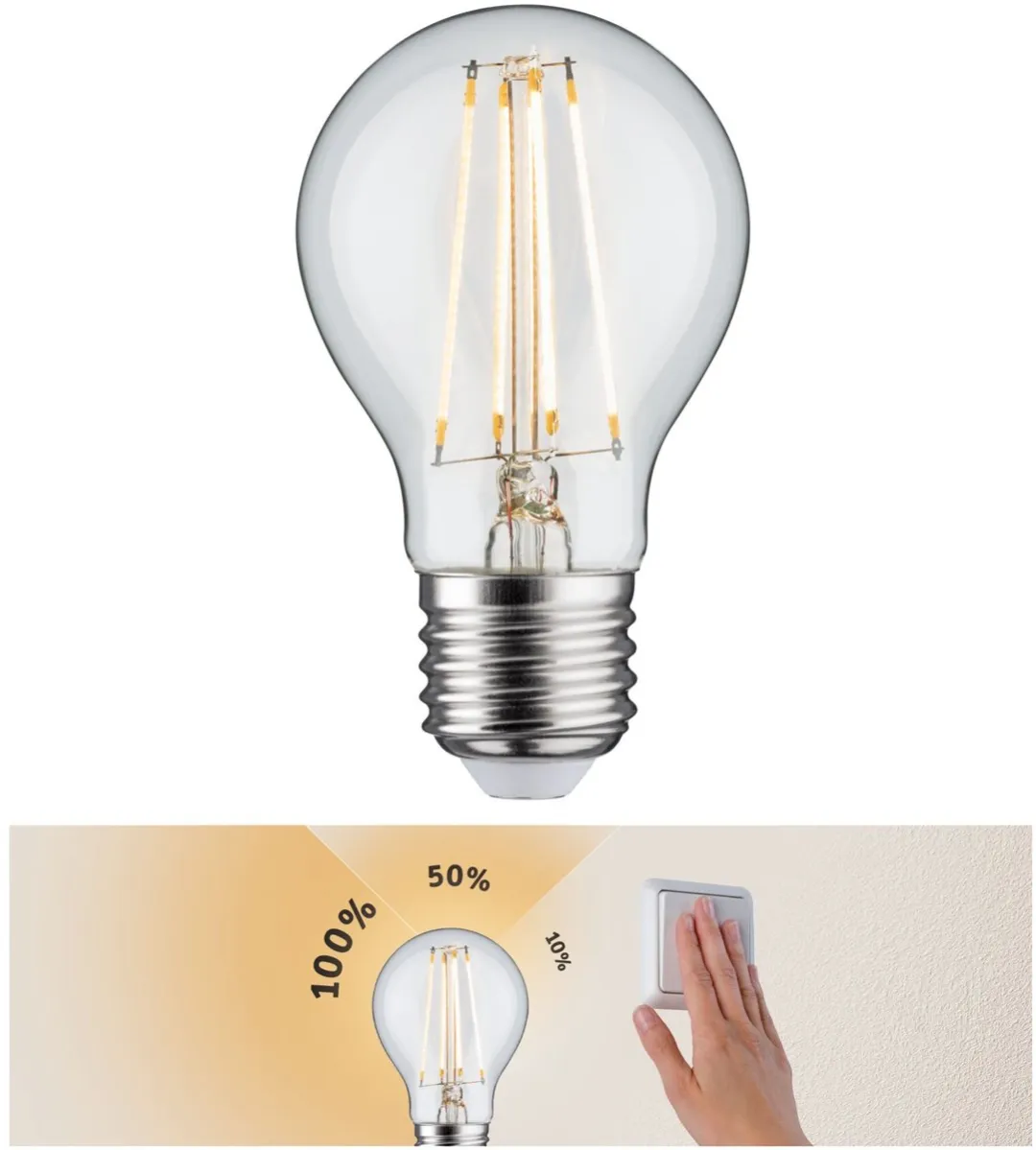 Paulmann Filament LED-gloeilamp E27 4x8W 806lm 2700K