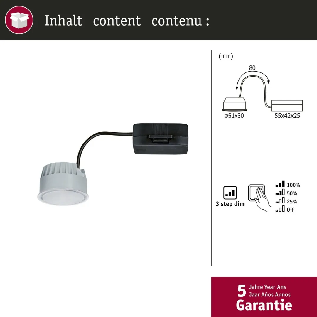 Paulmann Nova Coin LED Inbouwspot 6W 530lm 4000K - Satijn