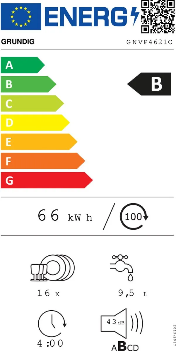Grundig GNVP4621C Inbouwvaatwasser 14 Couverts - Energielabel B