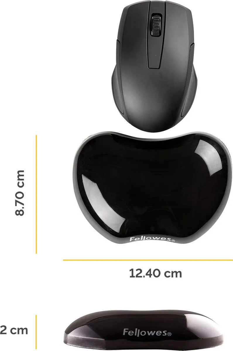 Fellowes Polssteun Crystals Gel - Zwart