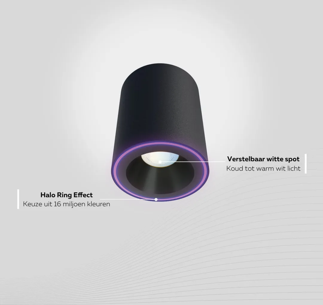 Calex Halo Slimme Opbouwspot RGBW 10cm - Zwart