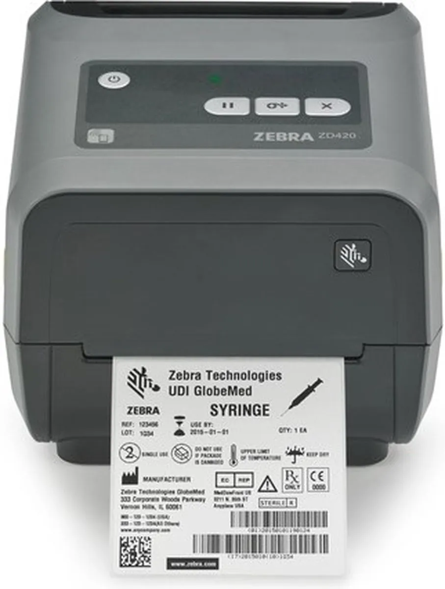 Zebra ZD421T Thermo Transfer Labelprinter - Zwart/Grijs - afbeelding 6 van 6