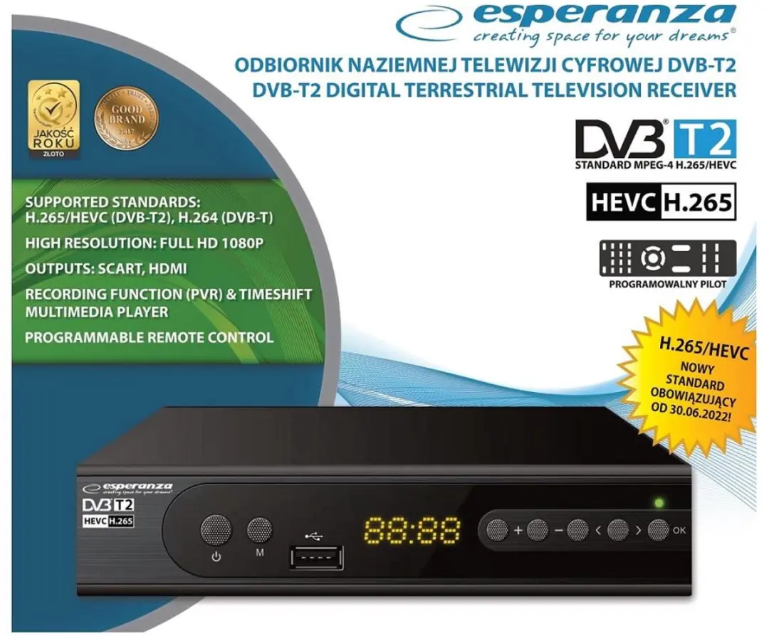 Esperanza EV106P DVB-T/T2 Tuner - Zwart - afbeelding 5 van 6