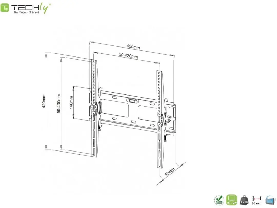 Techly ICA-PLB 131M tv-bevestiging - Zwart - afbeelding 2 van 6