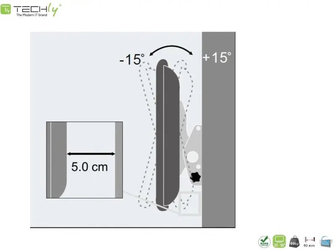 Techly ICA-PLB 131M tv-bevestiging - Zwart - afbeelding 3 van 6