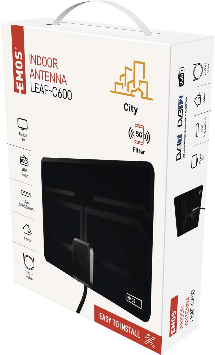 Emos CITY LEAF-C600 J0709 Binnenantenne - Zwart - afbeelding 3 van 6