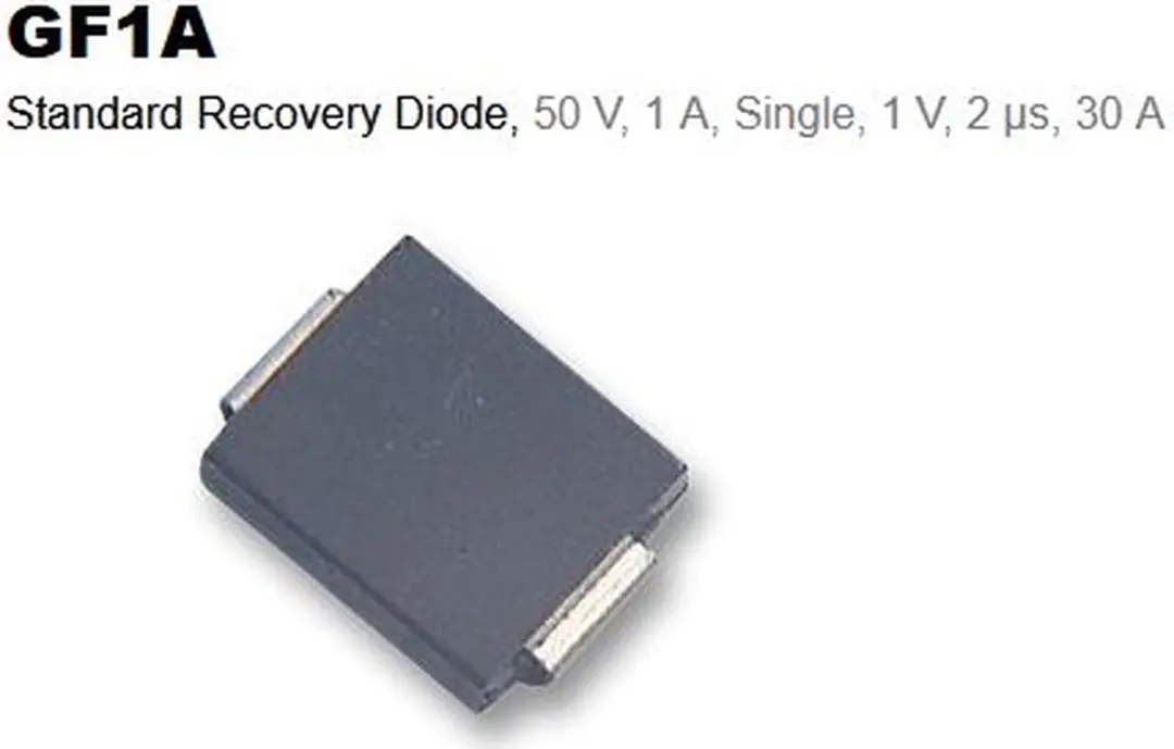 GF1A Standard Recovery Diode, 50 V, 1 A, Single, 1 V, 2 µs, 30 A