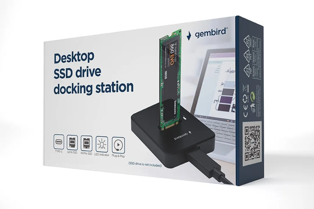 Gembird DD-U3M2 USB-C M.2 SSD Docking Station - Zwart