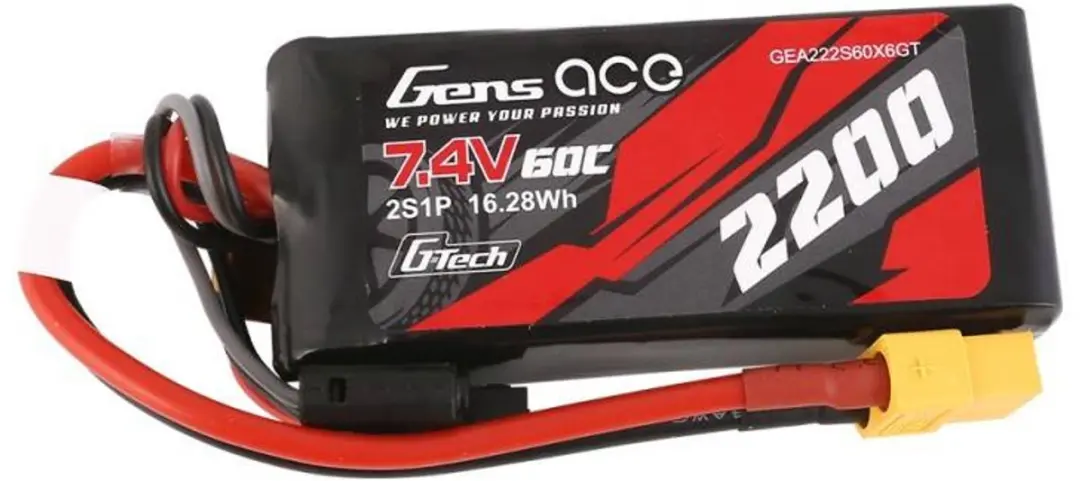 Gens Ace GEA222S60X6GT LiPo Batterij 2200mAh 7.4V 60C