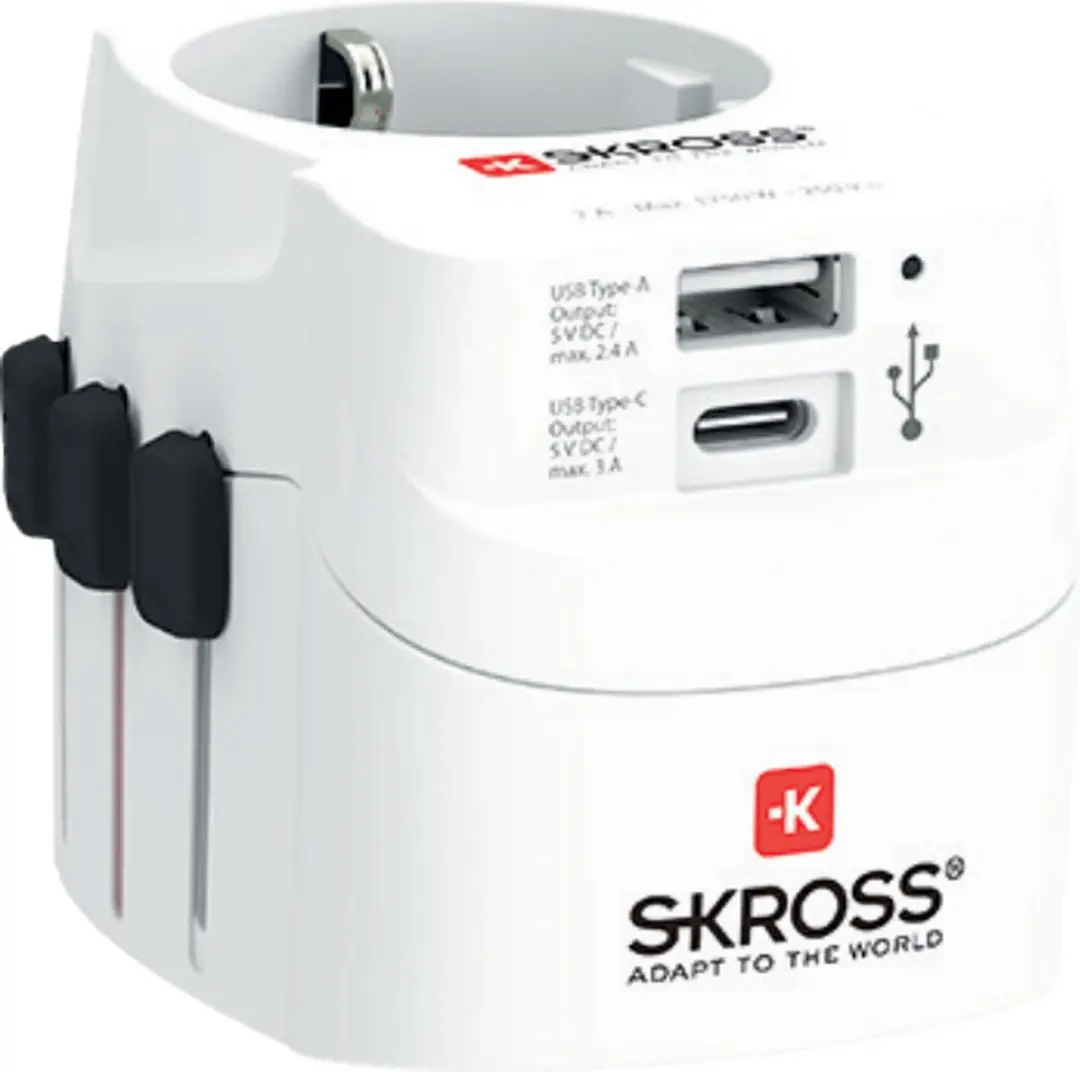 Skross Pro Light USB 1302472 Reisadapter - Wit - afbeelding 3 van 6