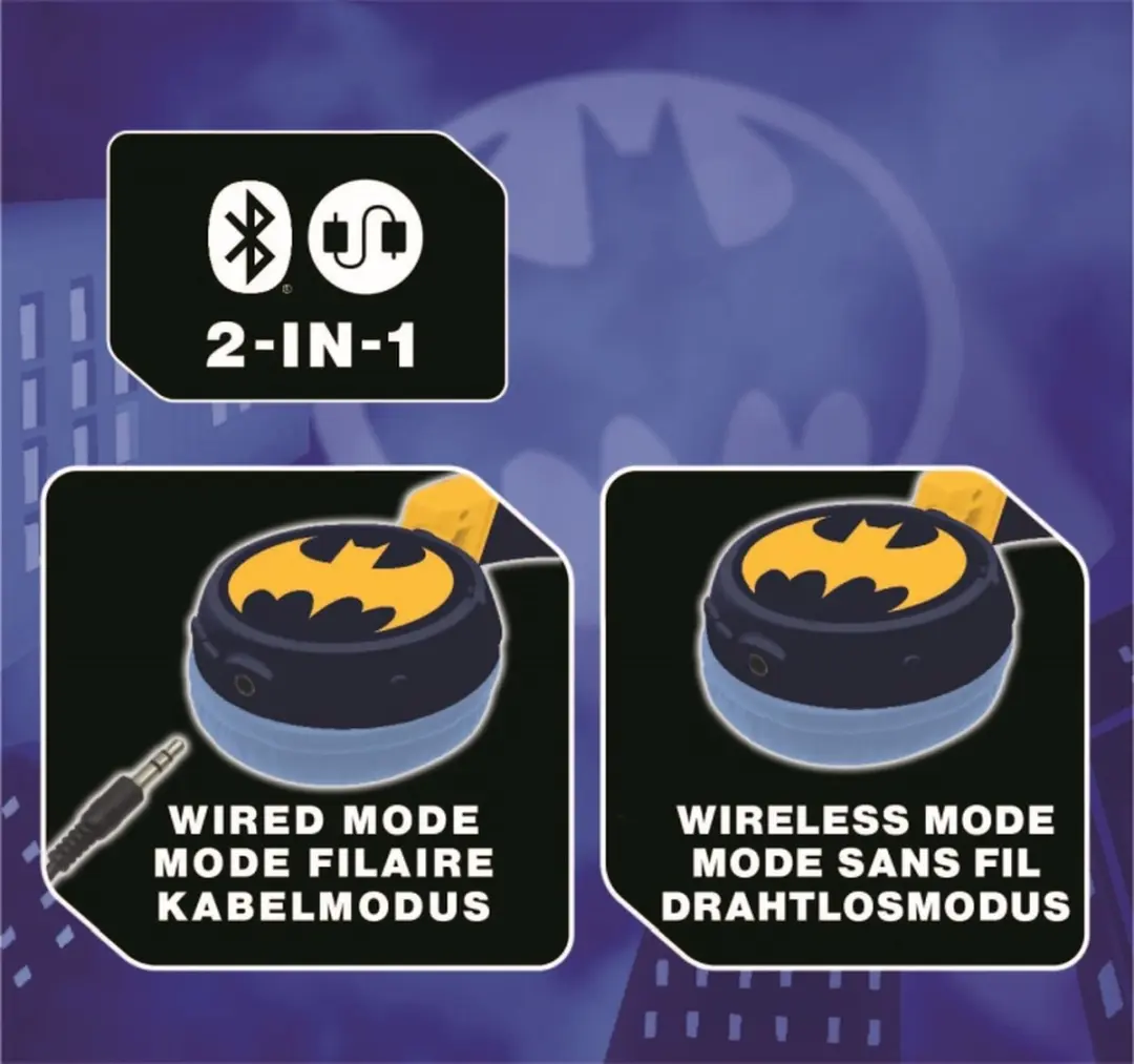 Lexibook Batman HPBT010BAT 2-in-1 Bluetooth Koptelefoon - afbeelding 3 van 6