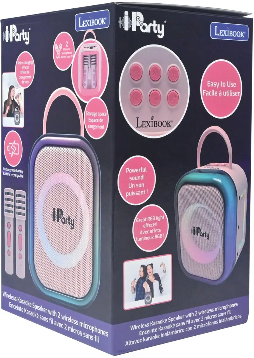 Lexibook BTC030PK Bluetooth Karaoke - 2 Microfoons - Roze - afbeelding 5 van 6