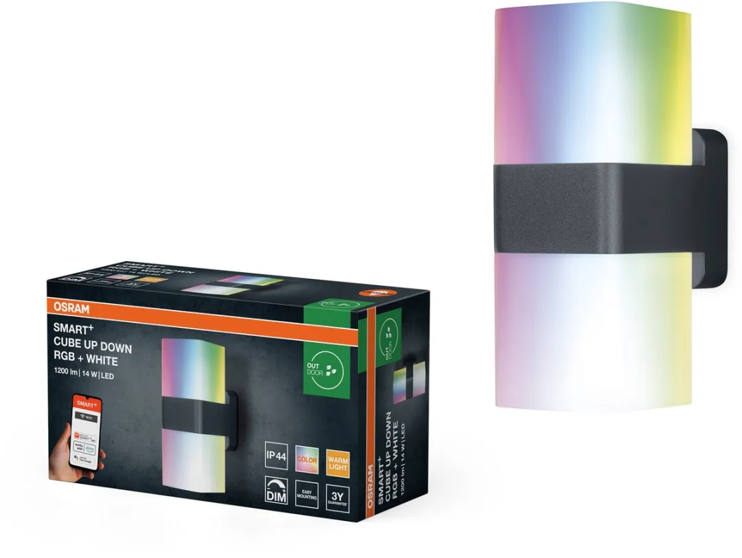 Osram SMART+ WiFi Cube Op/Neer Wandlamp Donkergrijs 14W