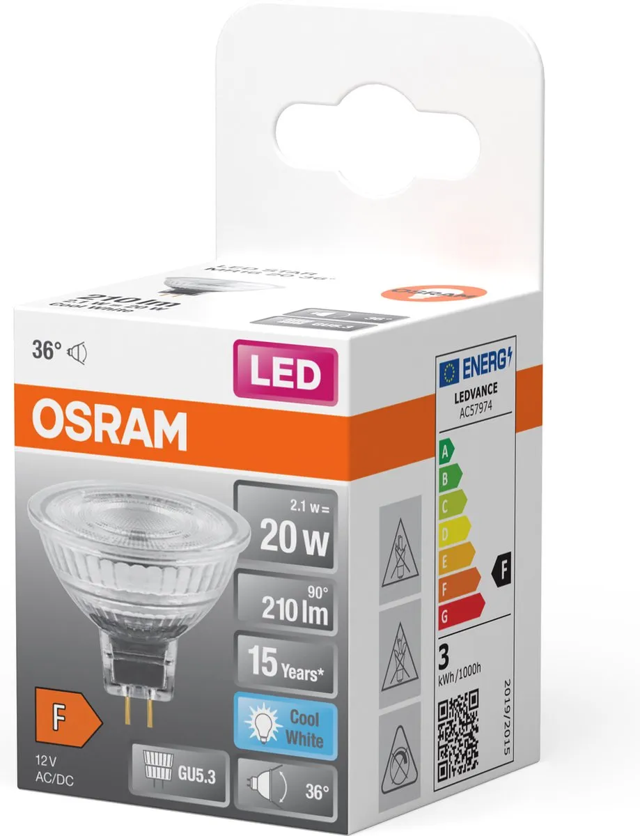 Osram Led Star GU5.3 Spot 2.6W 210lm - Koel wit - afbeelding 4 van 6