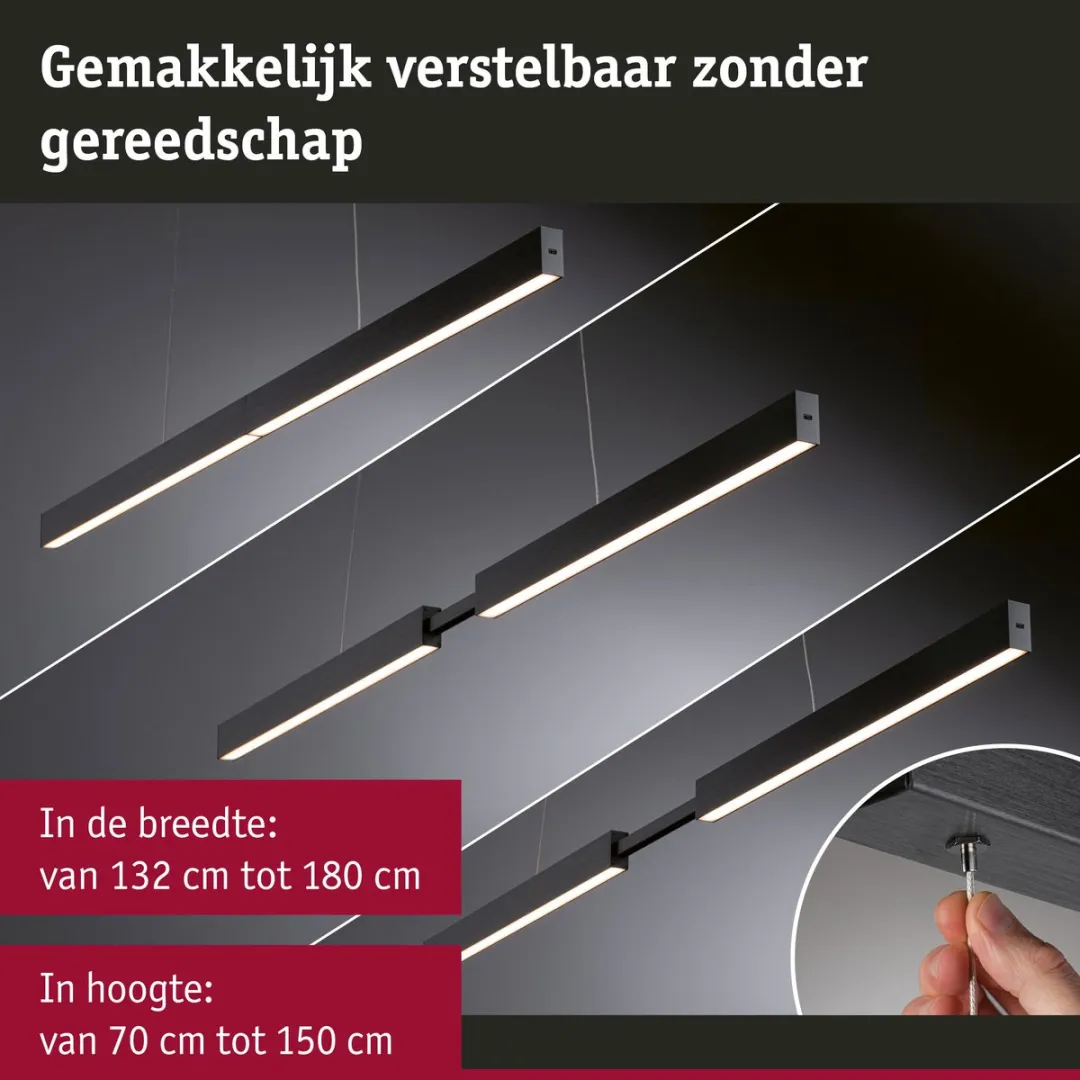 Paulmann LED Hanglamp Touchless Sensor Aptare 2x2280lm - Zwart geborsteld