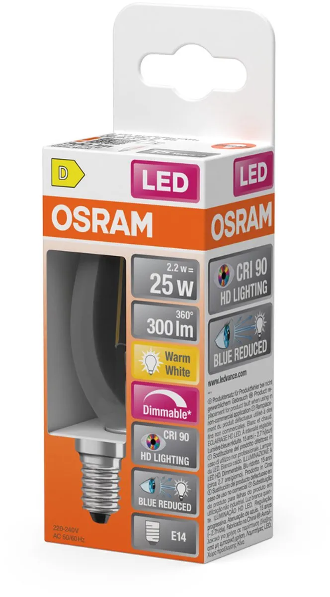Osram LED Superstar Classic E14 Kaars 2.2W 300lm - Zeer Warm Wit