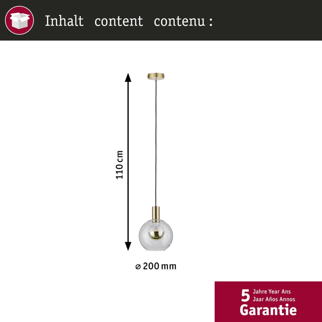 Paulmann Neordic Esben Hanglamp E27 20W - Messing geborsteld - afbeelding 6 van 6