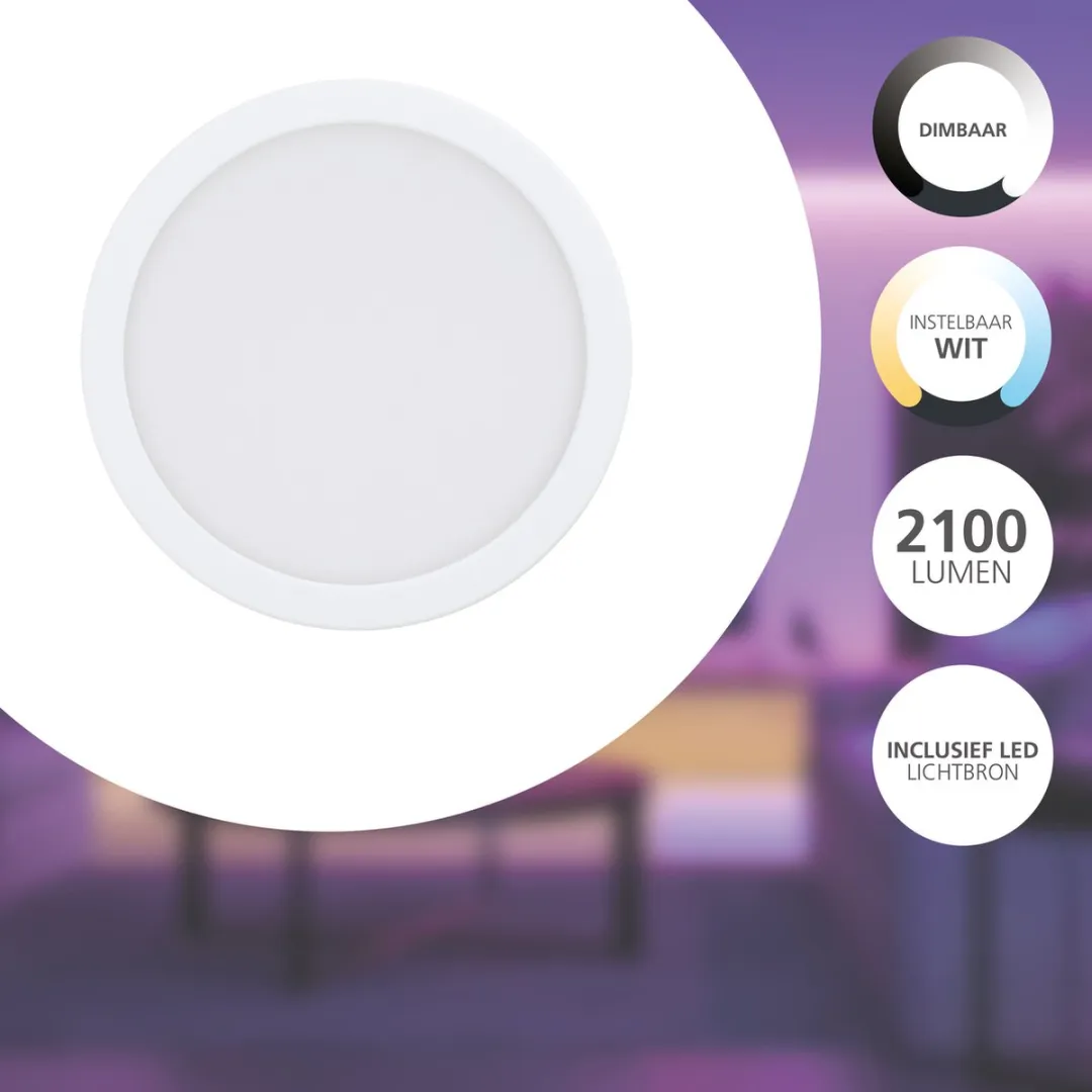 EGLO connect.z Fueva-Z Smart Inbouwlamp - Ø 21,6 cm - Wit - Instelbaar wit licht - Dimbaar - Zigbee