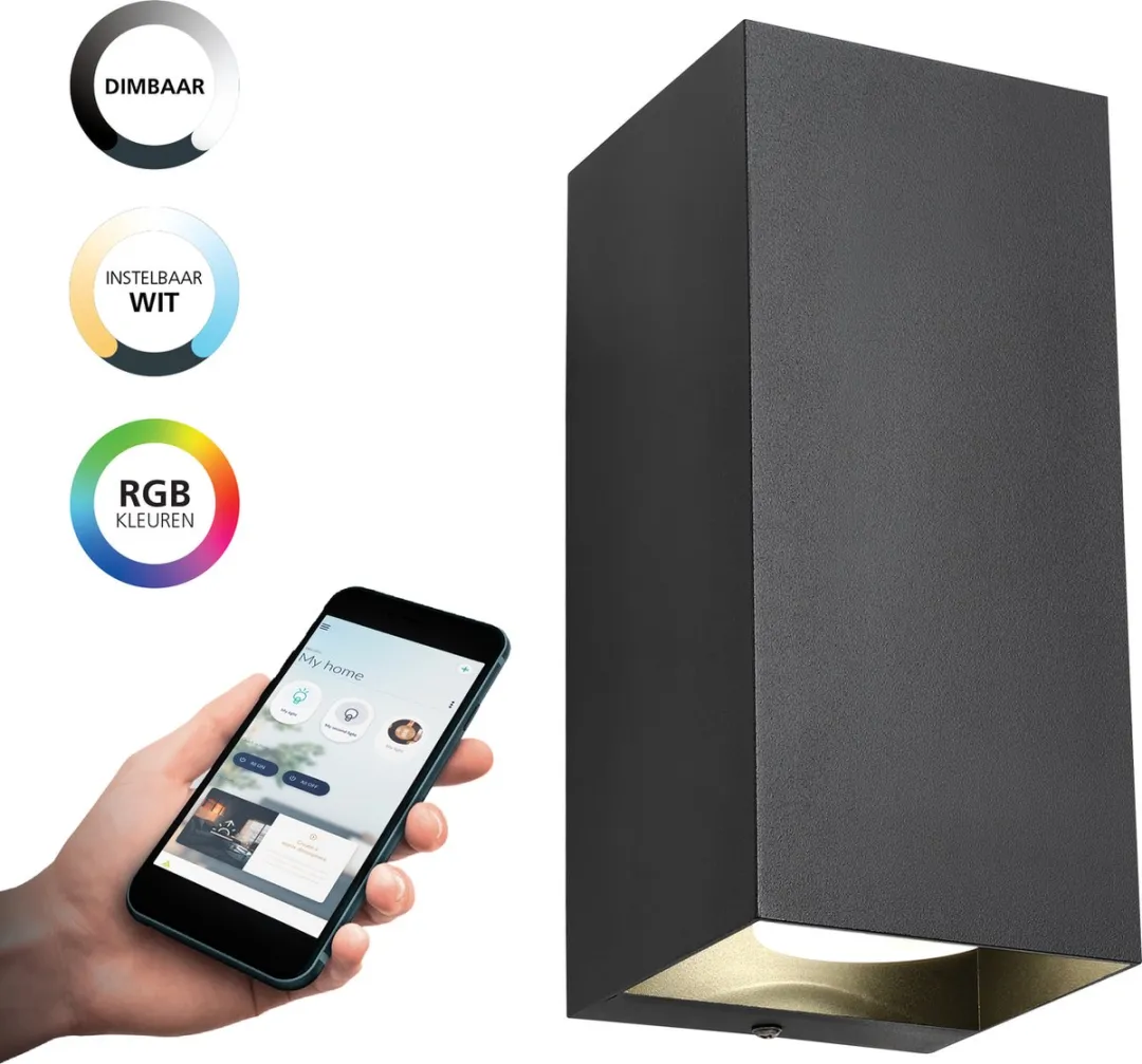 EGLO connect.z Eremitana-Z Smart Wandlamp GU10 - 24cm - Zwart - RGB & wit - Zigbee