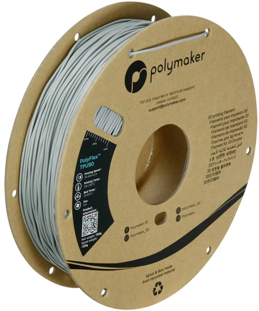 Polymaker PolyFlex TPU90 Filament 1.75mm 750g - Grijs