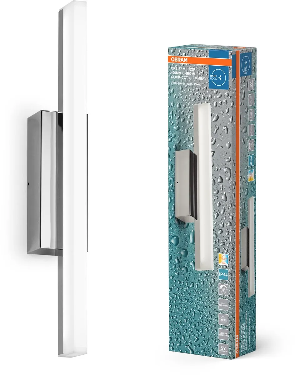 Osram Orbis Mirror 40cm Click CCT LED Spiegelspiegellamp - 6,8W 650lm - Chroom - afbeelding 3 van 6