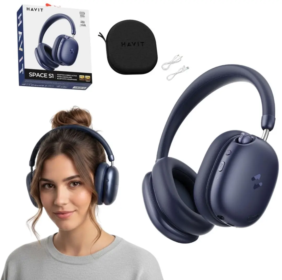 Havit Space S1 Draadloze Koptelefoon - ANC - Blauw - afbeelding 5 van 5