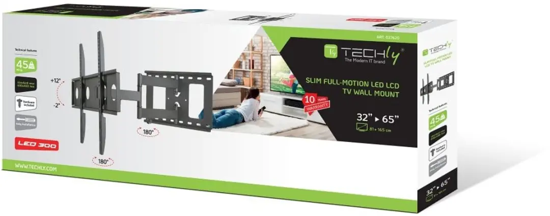 Techly ICA-PLB-148L TV-beugel 32-65 inch - Zwart - afbeelding 6 van 6