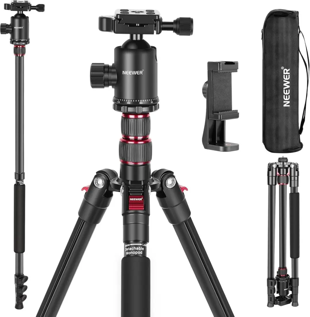 NEEWER 77" camerastatief Monopod voor DSLR, smartphone met 360° panoramische ba