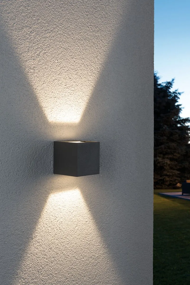 Paulmann LED-wandlamp Cybo IP65 2x3,5W 2700K - Grijs
