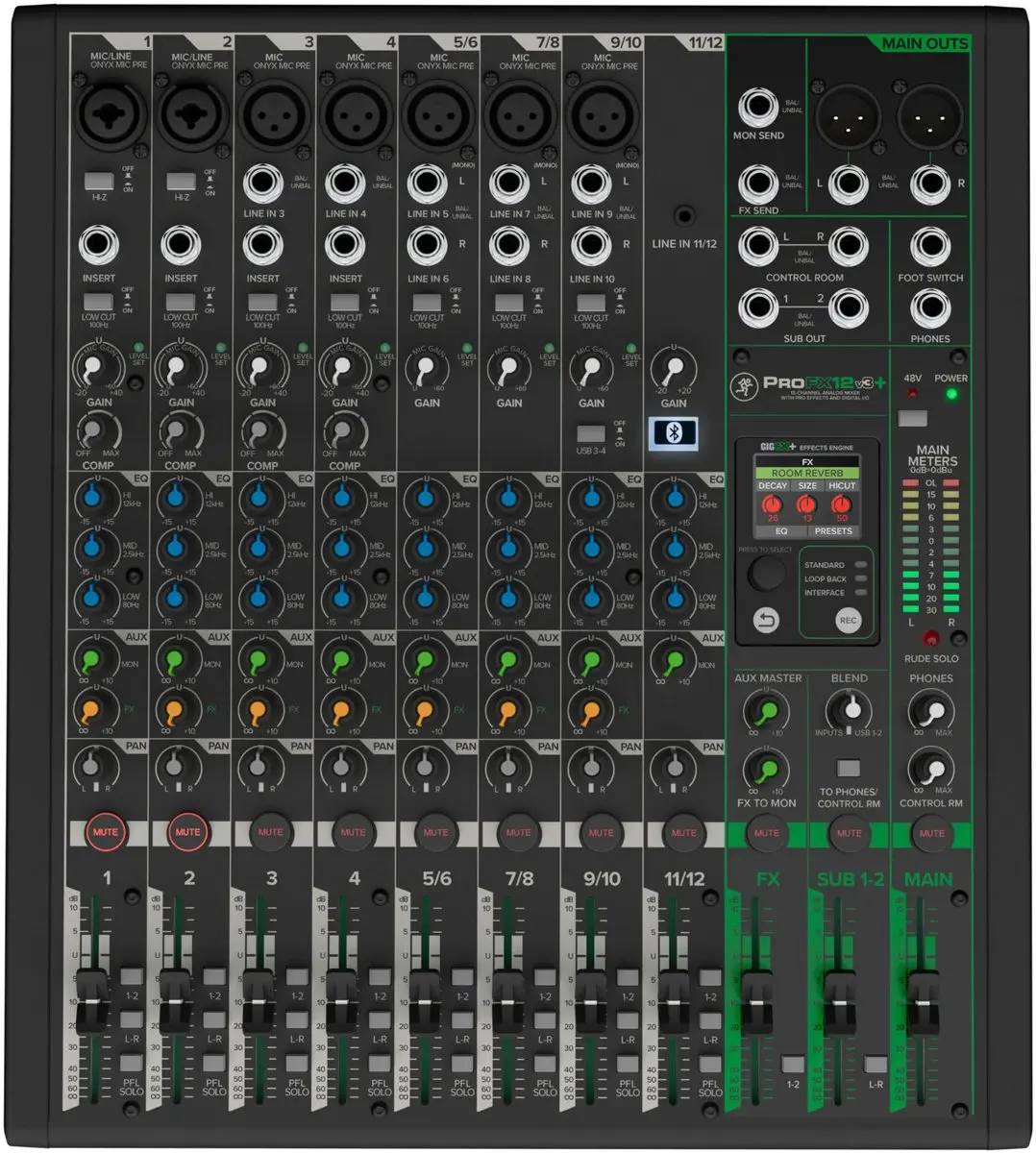 Mackie ProFX12v3+ MA119533 Analoge Mixer - Zwart - afbeelding 2 van 4