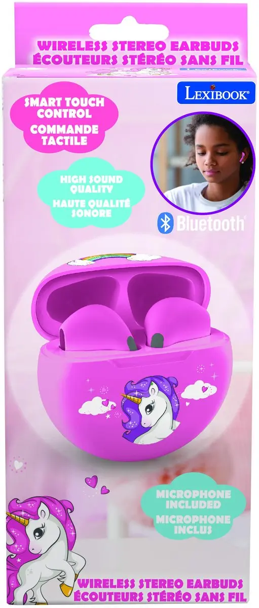 Lexibook Unicorn HPBT05UNI Bluetooth Oordopjes - Roze - afbeelding 6 van 6