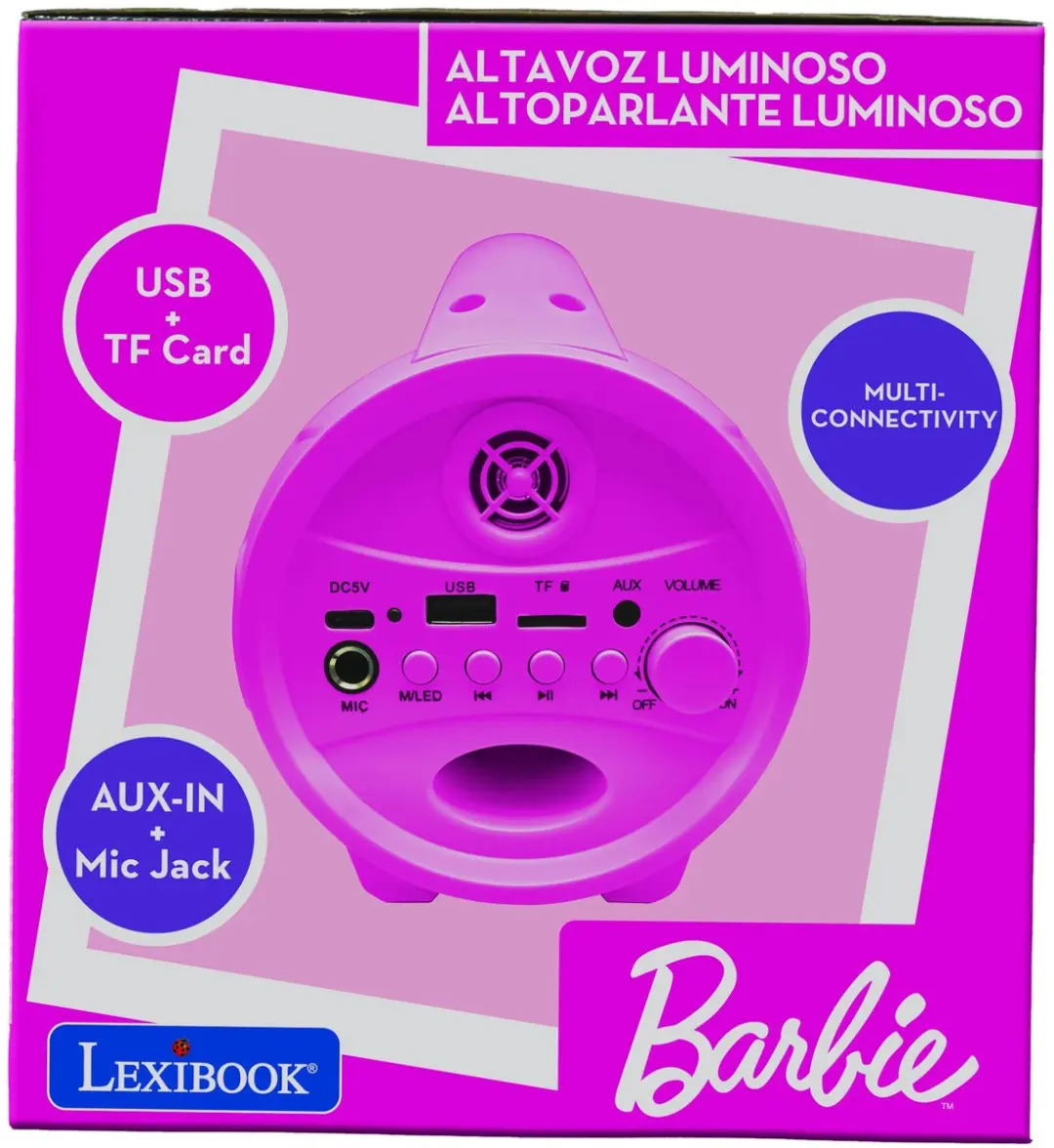 Lexibook Barbie BTP585BBZ Bluetooth Lichtluidspreker - Roze - afbeelding 3 van 6