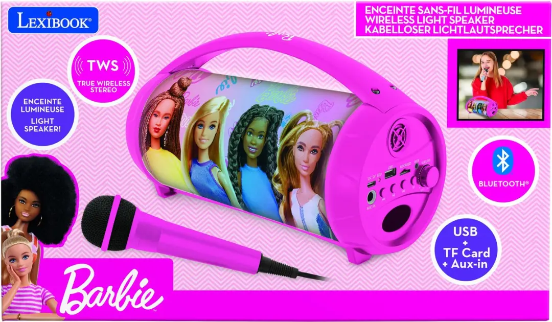 Lexibook Barbie BTP585BBZ Bluetooth Lichtluidspreker - Roze - afbeelding 4 van 6