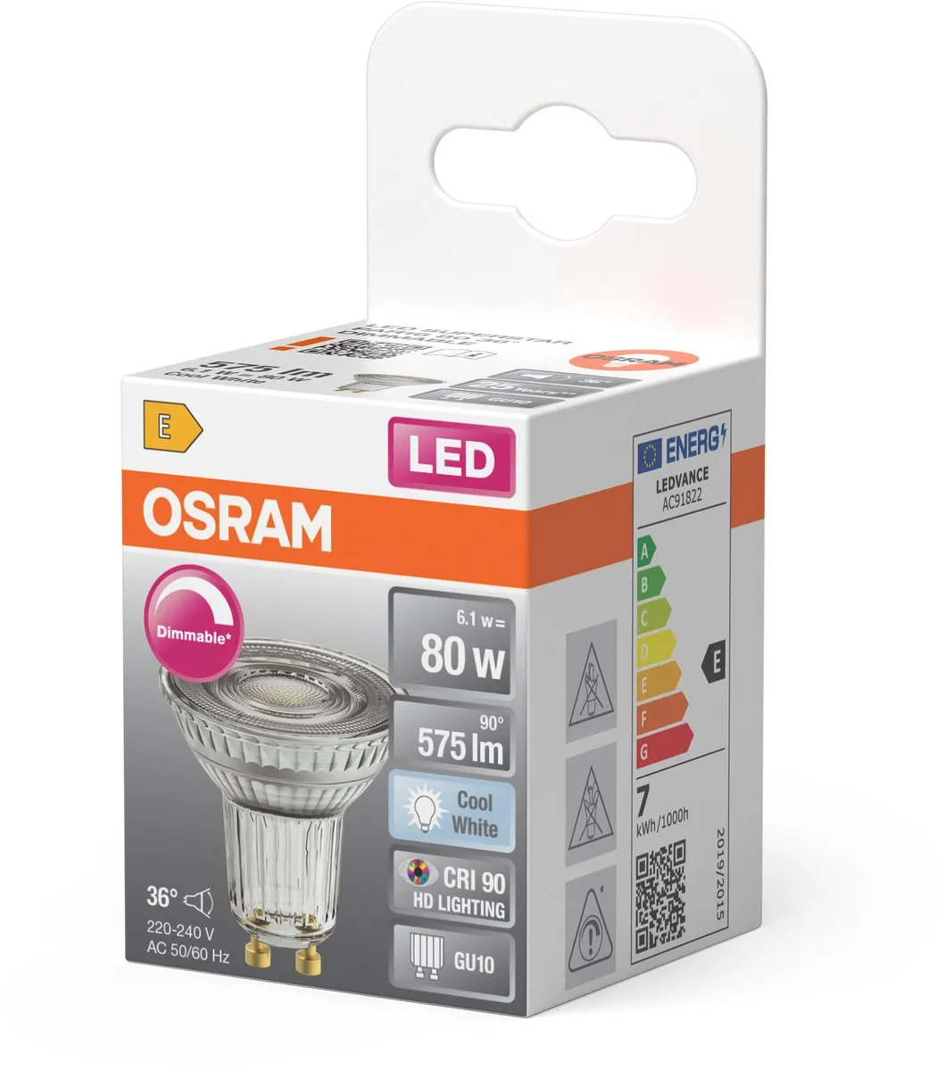 Osram LED Spot Reflector Superstar PAR16 6,1W - 36° - 575lm - GU10